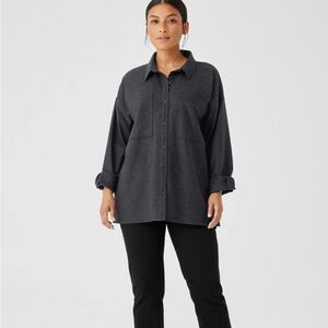 Eileen Fisher flannel Charcoal Button-Up shirt